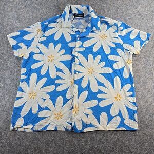 Original Use Mens Short Sleeve Button-Up Size XL Blue w White Floral Print Shirt